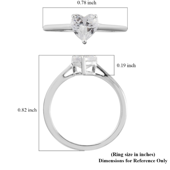 Heart solitaire simulated diamond ring - Picture 2 of 3